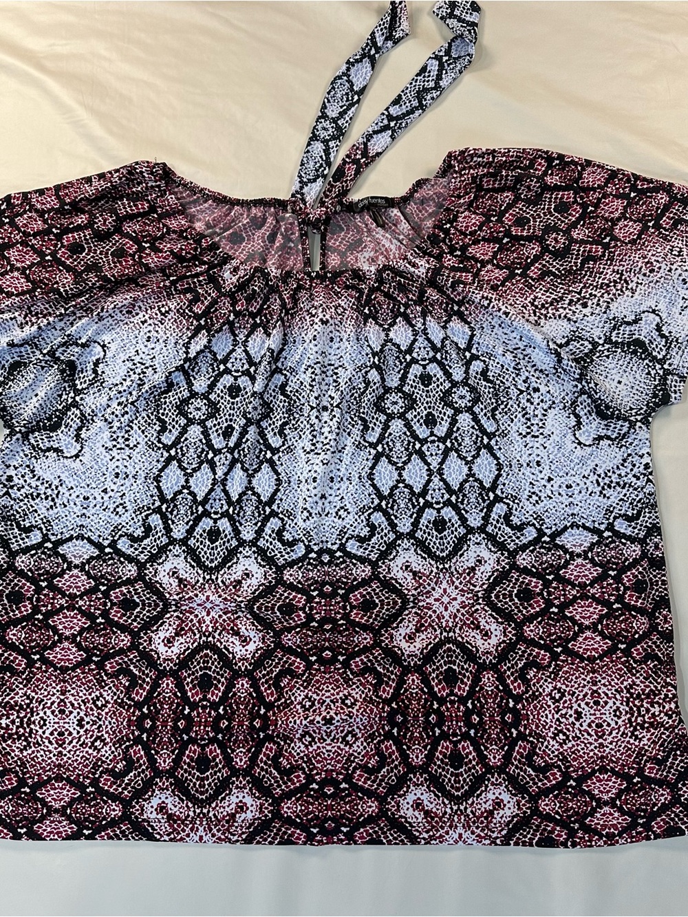 Daisy Fuentes Pink, Black & White Snakeprint Halter Top